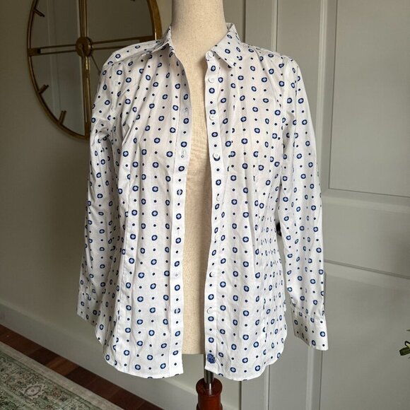 talbots Tops - Talbots Womens Button Down Shirt White and Blue Size 8P